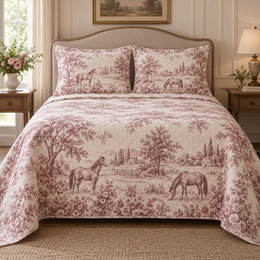 Rosewood Country Toile Horse Country Toile Quilt Set