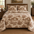 Copper Field Toile Horse Country Toile Quilt Set
