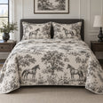 Charcoal Riding Toile Horse Country Toile Quilt Set