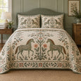 Sage Folk Tree Horse Folk Garden Quilt Set