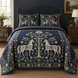 Midnight Folk Horse Horse Folk Garden Quilt Set