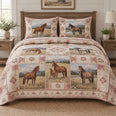 Rose Prairie Print Horse Prairie Patchwork Print Quilt Set
