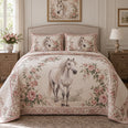 Ivory Rose Portrait Horse Romantic Rose Quilt Set