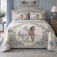 Blue Rose Stable Horse Romantic Rose Quilt Set