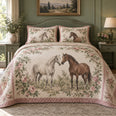 Sage Rose Bower Horse Romantic Rose Quilt Set