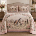 Dusty Pink Pasture Horse Romantic Rose Quilt Set