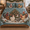 Christmas Chicken Gathering Quilt Set