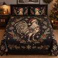 Christmas Rooster Woodcut Quilt Set