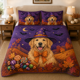 Golden Retriever Halloween Quilt Set