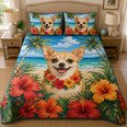 Tropical Chihuahua Hibiscus Beach Quilt Set