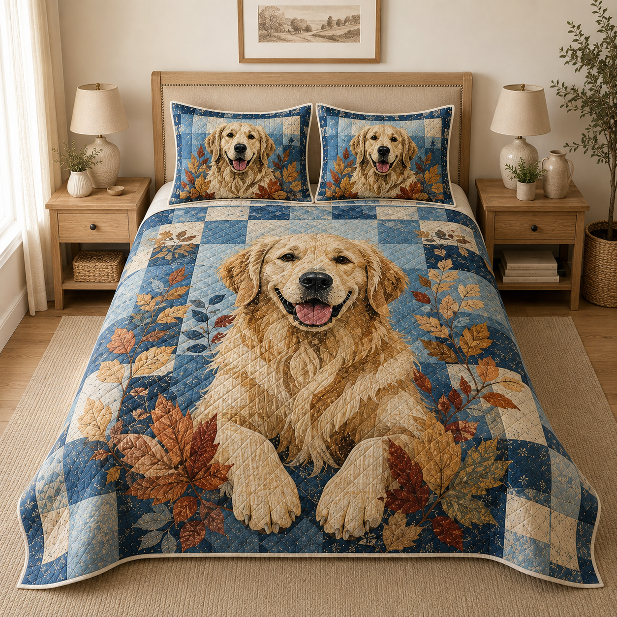 Golden Retriever Quilt Set