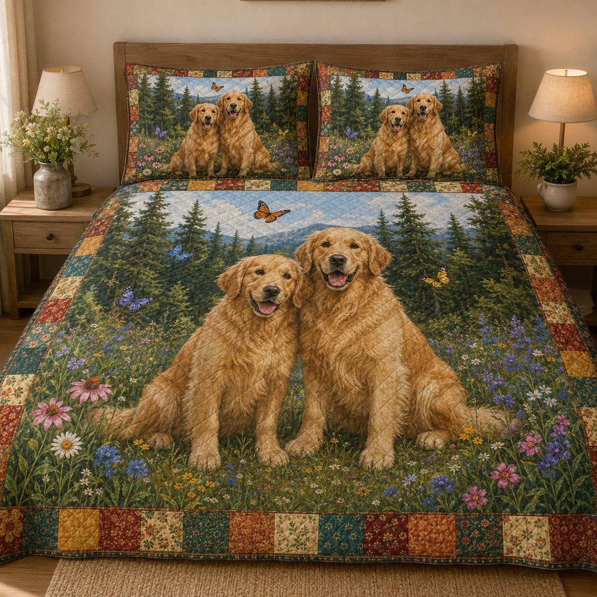 Golden Retriever Wildflower Meadow Quilt Set – additional view 2