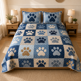 Dog Paw Print Quilt Set
