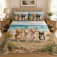 Chihuahua Puppies Running Beach Quilt Set