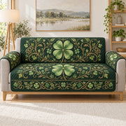 Emerald Four Leaf Clover Sofa Cover, sofa mockup