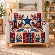 Rustic Star Floral Patchwork Sofa Cover, AI-generated armchair mockup
