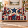 Rustic Star Floral Patchwork Sofa Cover, Decorative Couch Protector, Gift for Patriotic Decor Lovers