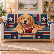 Golden Retriever Football Sofa Cover, sofa mockup