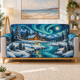 Winter Cabin Starry Sky Sofa Cover, Decorative Couch Protector, Gift for Winter Decor Lovers
