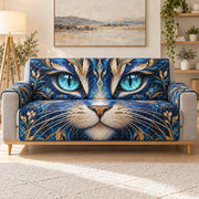 Royal Blue Gold Cat Sofa Cover, sofa mockup
