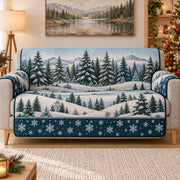 Snowy Pine Forest Sofa Cover, sofa mockup
