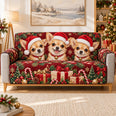 Christmas Chihuahua Trio Sofa Cover, Decorative Couch Protector, Gift for Chihuahua Lovers