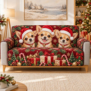 Christmas Chihuahua Trio Sofa Cover, sofa mockup