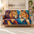 Geometric Lion Pair Sofa Cover, Decorative Couch Protector, Gift for Lion Lovers