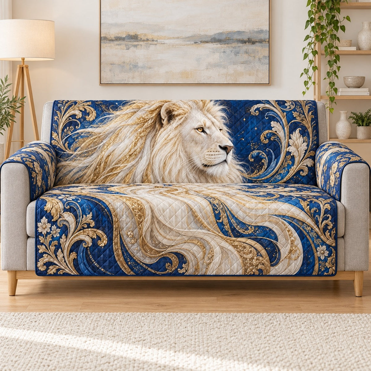 White Lion Royal Filigree Sofa Cover, sofa mockup