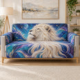 White Lion Cosmic Aurora Sofa Cover, Decorative Couch Protector, Gift for Lion Lovers