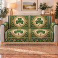 Shamrock Medallion Patchwork Sofa Cover, Decorative Couch Protector, Gift for Irish Decor Lovers