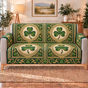 Shamrock Medallion Patchwork Sofa Cover, sofa mockup