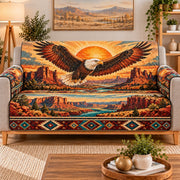 Bald Eagle Desert Sunset Sofa Cover, sofa mockup