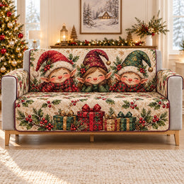 Christmas Gnome Trio Gifts Sofa Cover, Decorative Couch Protector, Gift for Gnome Lovers