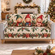 Christmas Gnome Trio Pinecones Sofa Cover, sofa mockup