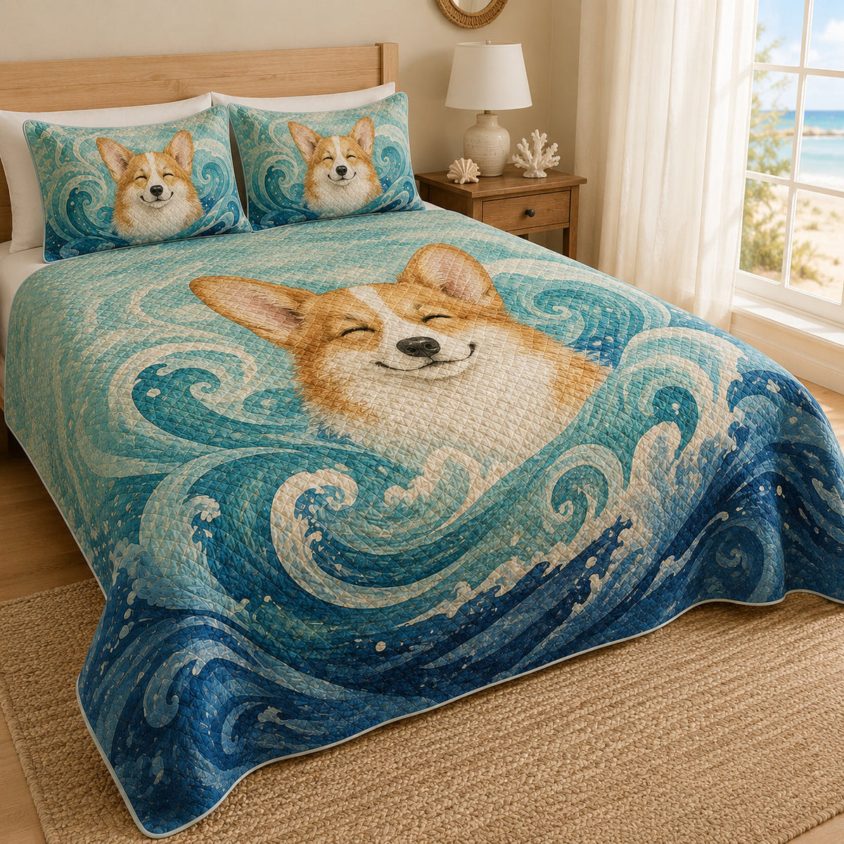 Corgi Ocean Wave Quilt Set – additional view 1