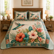 Pastel Hummingbird Hibiscus Garden Quilt Set – additional view 1