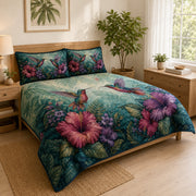 Hummingbird Hibiscus Floral Quilt Set – additional view 1