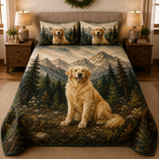 Golden Retriever Mountain Forest Quilt Set