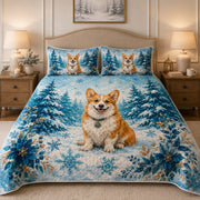 Corgi Snowy Forest Winter Quilt Set – additional view 1