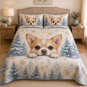 Winter Chihuahua Snowflake Forest Quilt Set – additional view 1