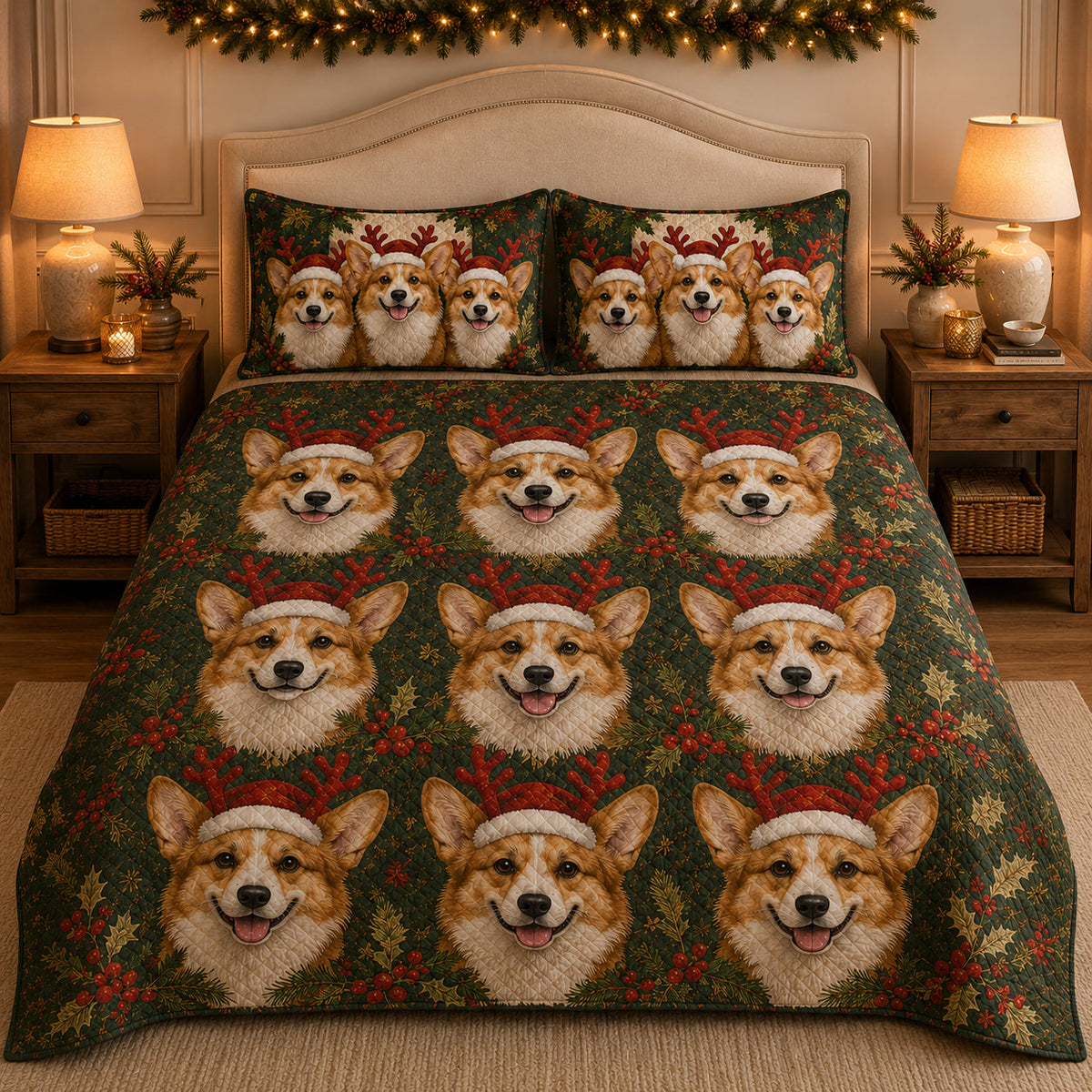 Corgi Christmas Quilt Set – additional view 1