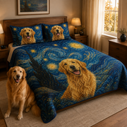 Golden Retriever Starry Night Quilt Set