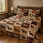 Dachshund Dog Rustic Farmhouse Quilt Set