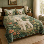 White Poodle Floral Quilt Set – additional view 1