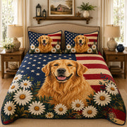 Patriotic Golden Retriever Floral Quilt Set – additional view 1
