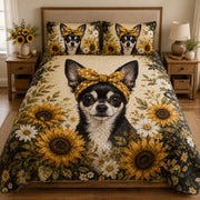 Sunflower Chihuahua Floral Quilt Set – additional view 1