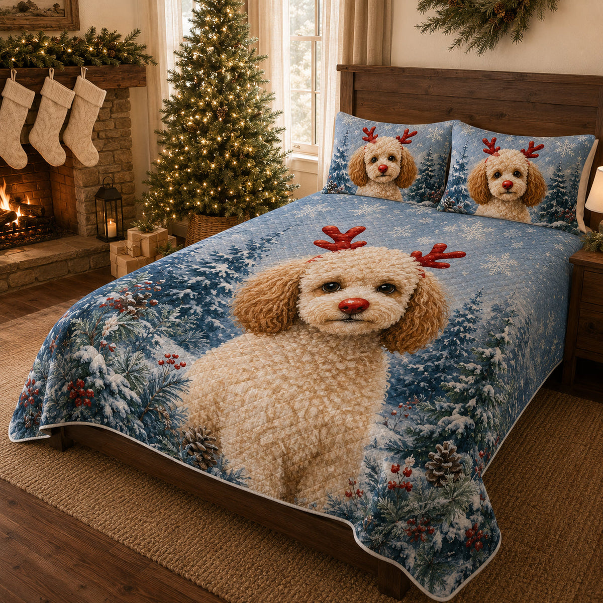 Poodle Christmas Quilt Set – additional view 1