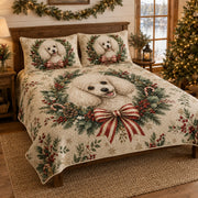 White Poodle Christmas Quilt Set – additional view 1