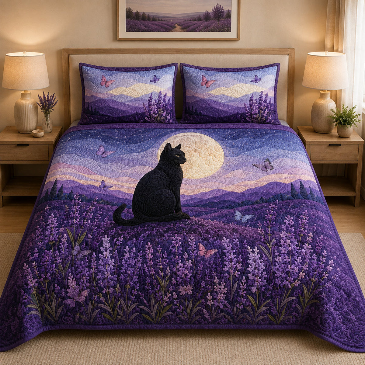 Black Cat Lavender Moon Quilt Set – additional view 1